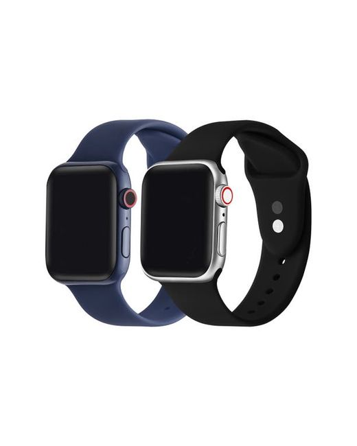 The Posh Tech Assorted 2-Pack Silicone Apple Watch Watchbands Black/Navy