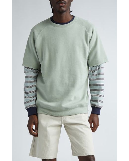 Beams Stripe Long Sleeve Cotton Pocket T-Shirt