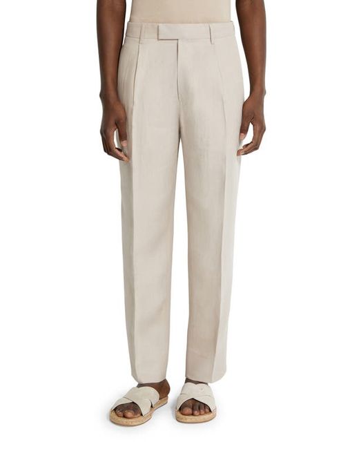 Z Zegna Oasi Pleated Linen Trousers