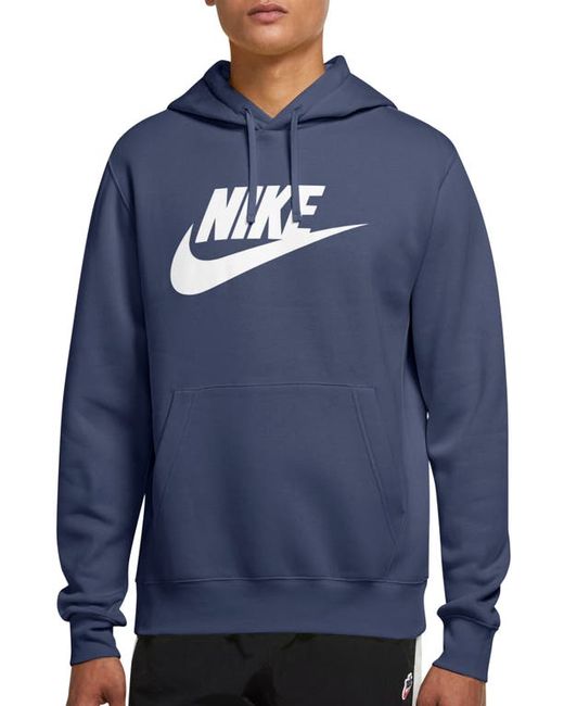 Nike Sportswear Club Fleece Logo Hoodie Midnight Navy/White