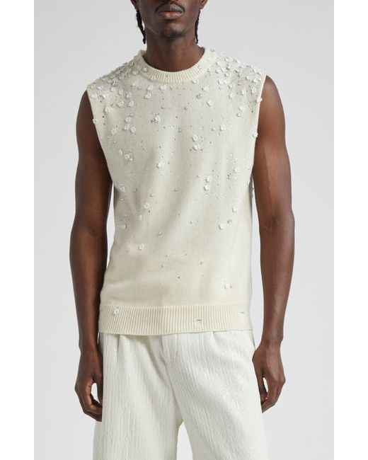 Amiri Shotgun Floral Embroidered Cashmere Sweater Vest