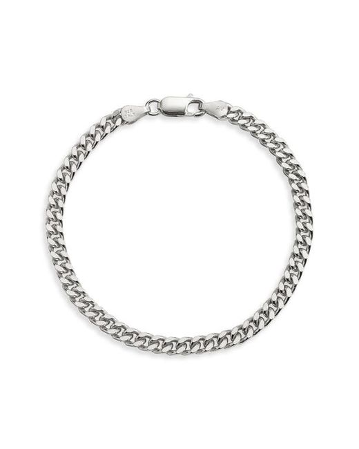 Argento Vivo Sterling Silver Flat Cuban Chain Bracelet