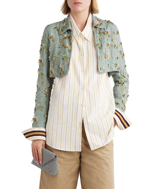Dries Van Noten Viano Embellished Crop Crepe Jacket