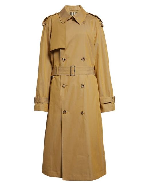 Burberry Double Breasted Cotton Gabardine Trench Coat