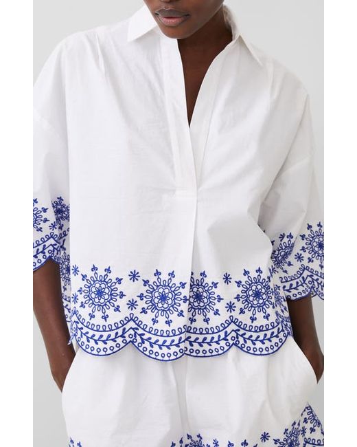 French Connection Alissa Embroidered Cotton Top