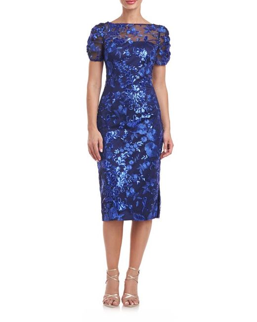 JS Collections Clover Sequin Cocktail Dress Navy/Royal