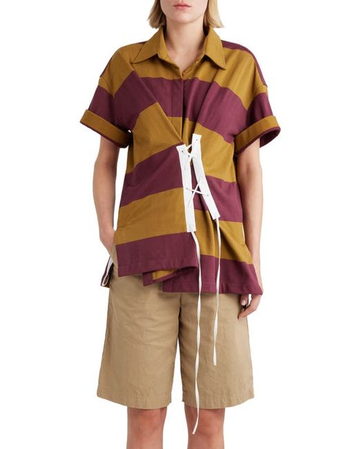 Dries Van Noten Stripe Asymmetric Cotton French Terry Rugby Shirt