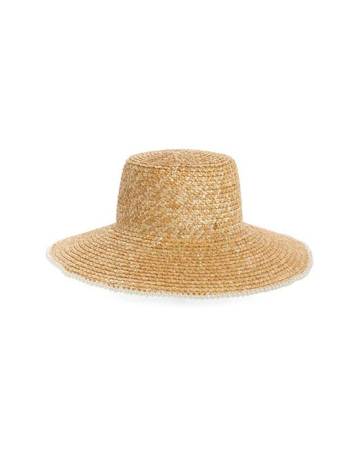 Lele Sadoughi Imitation Pearl Straw Hat