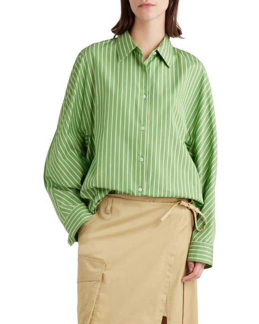 Dries Van Noten Oversize Stripe Button-Up Cocoon Shirt