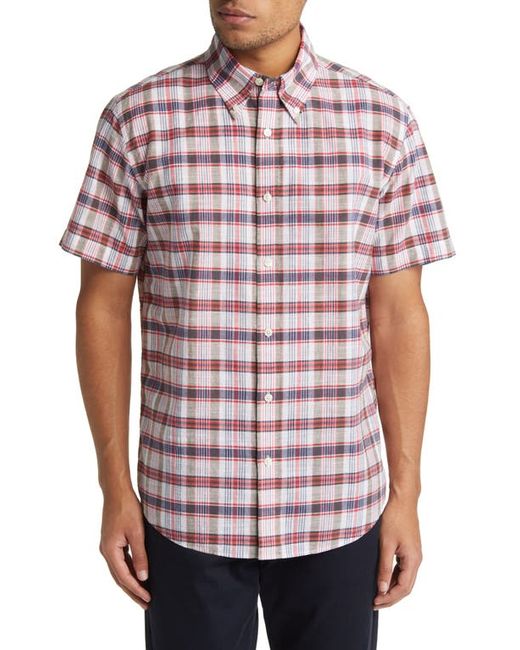 Brooks Brothers Madras Short Sleeve Plaid Button-Down Shirt