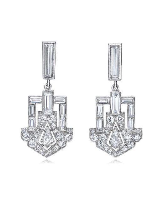 Mindi Mond Dangling Deco Shield Diamond Drop Earrings