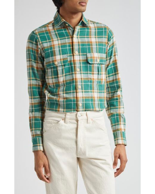 Drake's Check Slub Cotton Work Shirt