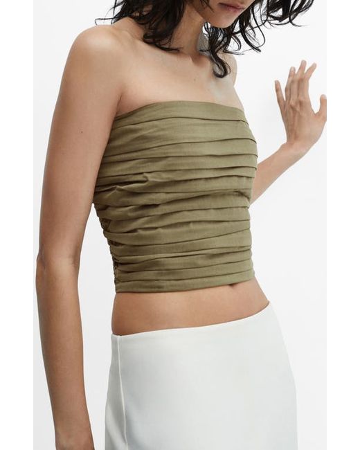 Mango Angie Ruched Strapless Crop Top