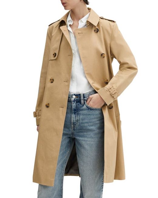 Mango Classic Double Breasted Water Repellent Cotton Trench Coat