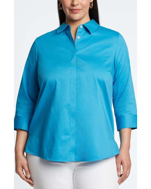 Foxcroft Luna Cotton Blend Sateen Button-Up Shirt