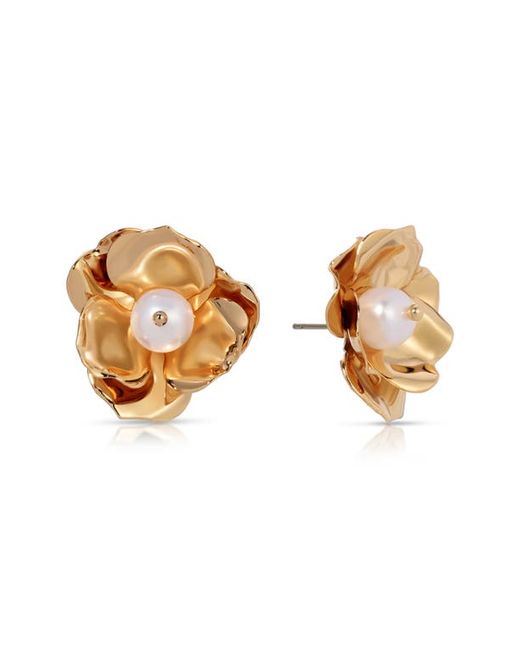 Ettika Cultured Freshwater Pearl Flower Stud Earrings