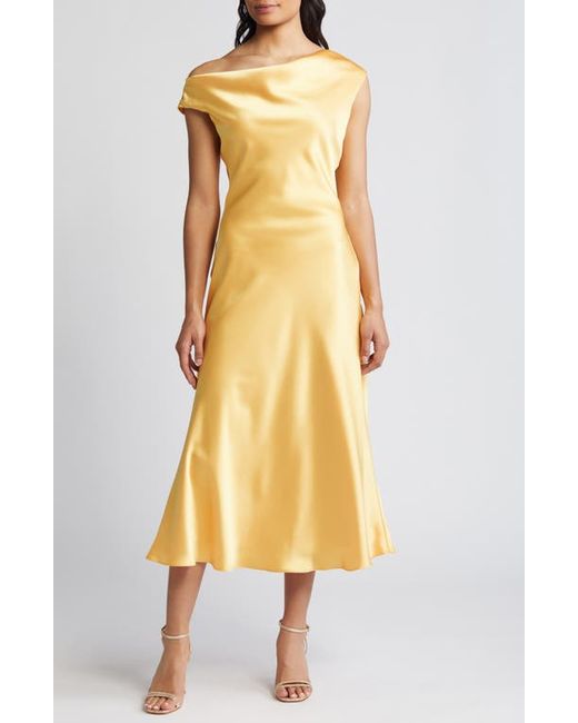 Amsale One-Shoulder Satin Midi Dress