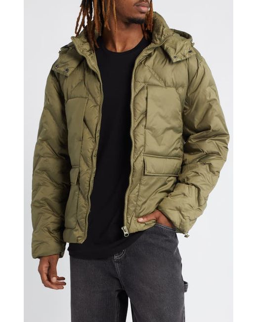 Topman Hooded Heat Press Chevron Quilted Puffer Jacket