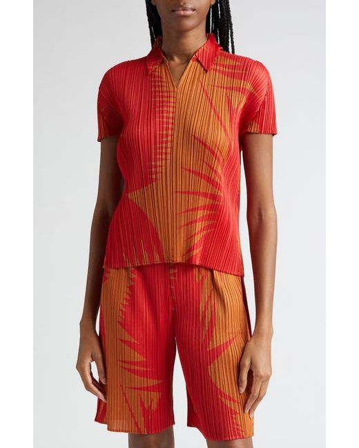 Pleats Please By Issey Miyake Piquant Print Pleated Top