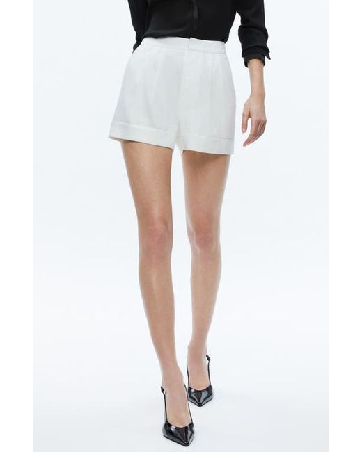 Alice + Olivia Conry Pleated Linen Blend Cuffed Shorts
