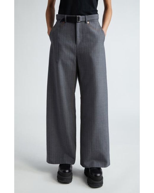 Sacai Pinstripe Belted Trousers