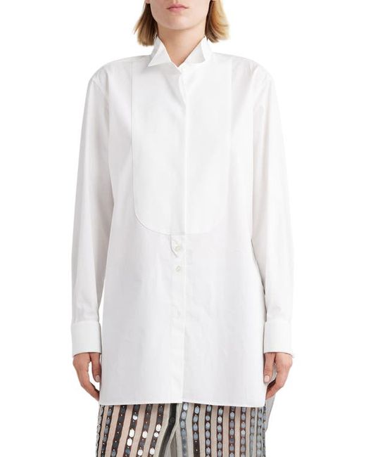 Dries Van Noten Oversize Cotton Poplin Tuxedo Shirt