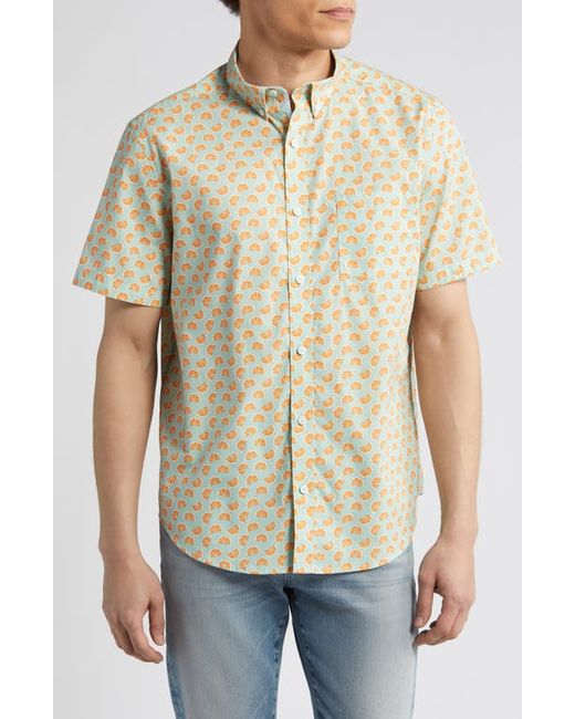 Johnston & Murphy Citrus Print Short Sleeve Cotton Button-Down Shirt