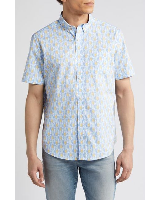 Johnston & Murphy Pineapple Print Short Sleeve Cotton Button-Down Shirt