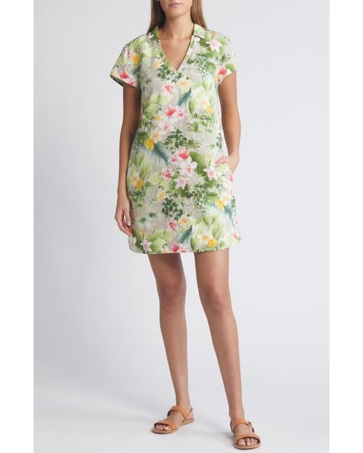 Tommy Bahama Flora Riviera Short Sleeve Linen Dress Pure Khaki