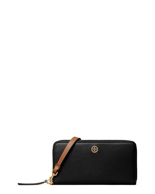 Tory Burch Robinson Pebble Leather Zip Around Continental Wallet