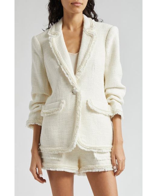 Cinq a Sept Khloe Imitation Pearl Cotton Tweed Blazer