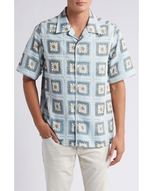 Nn07 Julio Crochet Cotton Short Sleeve Button-Up Camp Shirt