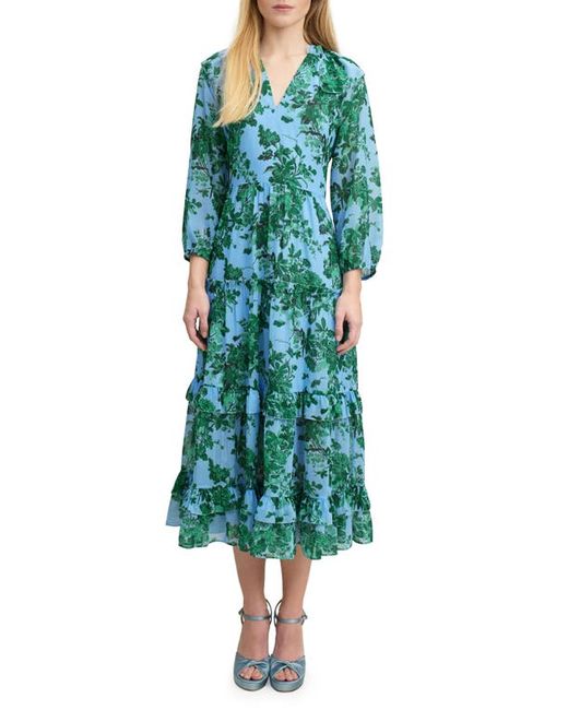 Lk Bennett Eleanor Print Long Sleeve Ruffle Maxi Dress