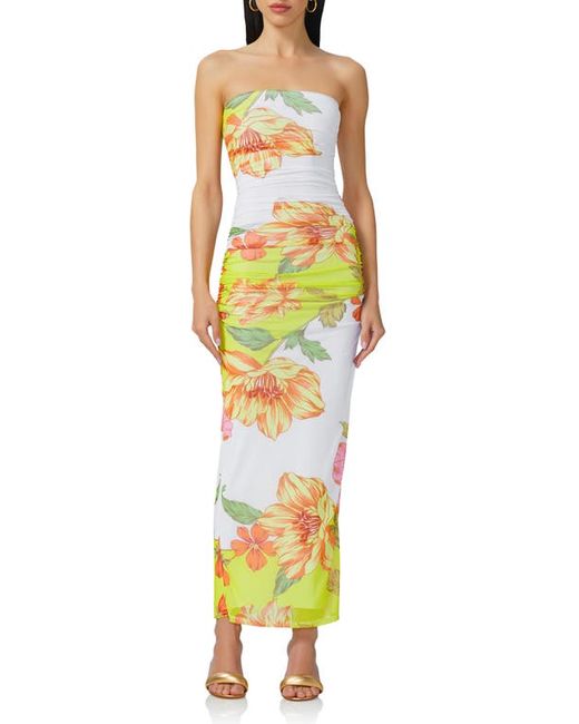 Afrm Marlo Ruched Strapless Dress