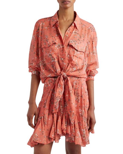 Isabel Marant Cathy Long Sleeve Cotton Silk Button-Up Shirt