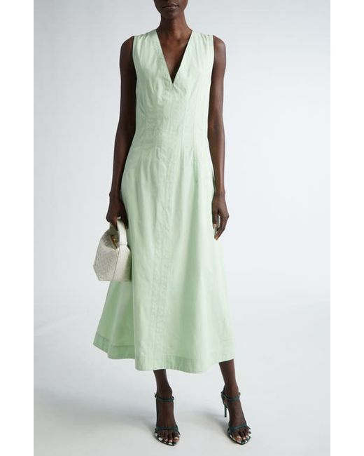 Bottega Veneta Compact Deep V-Neck Sleeveless Cotton Blend Dress