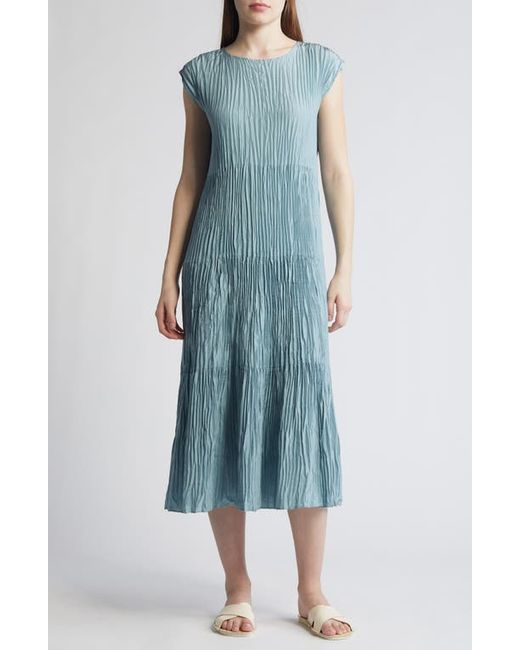 Eileen Fisher Pleated Tiered Silk Midi Dress