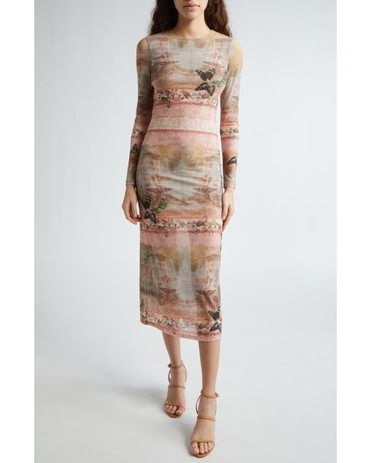 Alice + Olivia Delora Print Long Sleeve Midi Dress