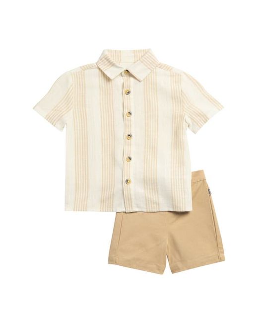 Sammy + Nat Stripe Button-Up Shirt Shorts Set