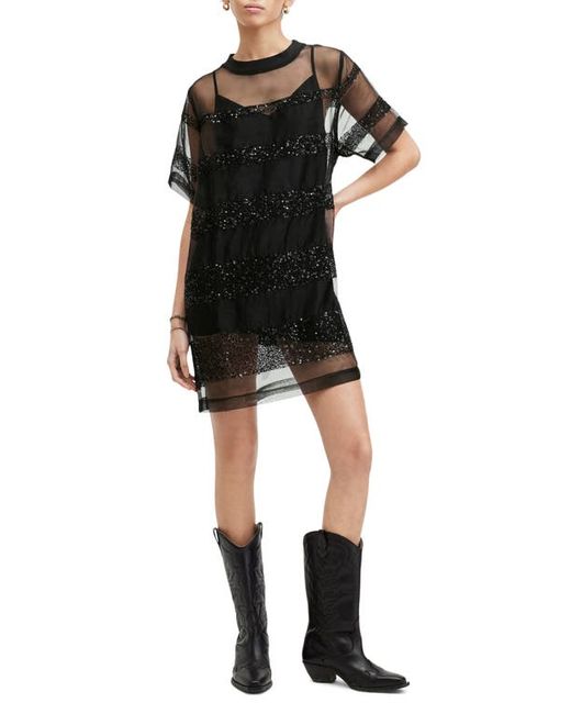 AllSaints Izabela Sheer Bead Sequin Minidress
