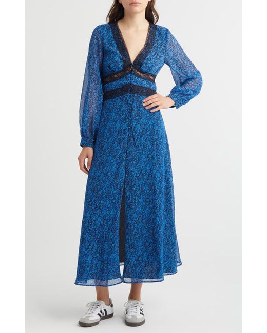 TopShop Floral Long Sleeve Button-Up Midi Dress