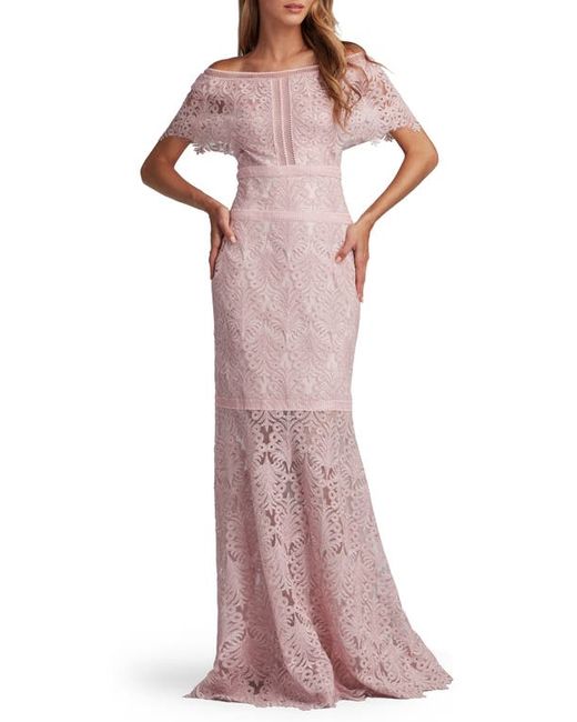Tadashi Shoji Off the Shoulder Corded Lace Gown
