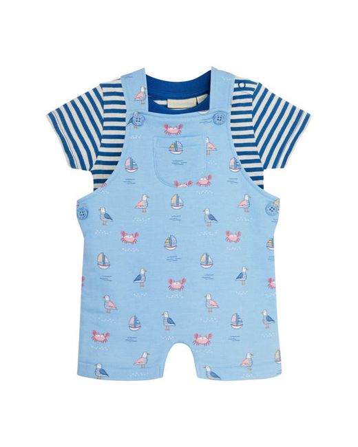 JoJo Maman Bebe Stripe T-Shirt Nautical Print Cotton Overalls Set