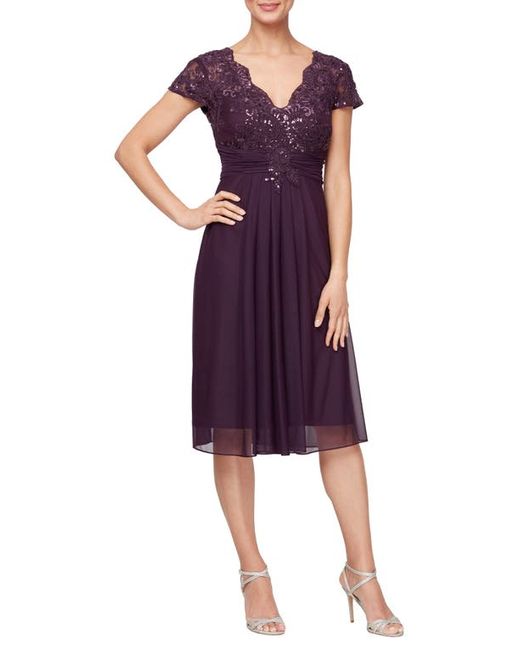 Alex Evenings Sequin Embroidery Empire Cocktail Dress