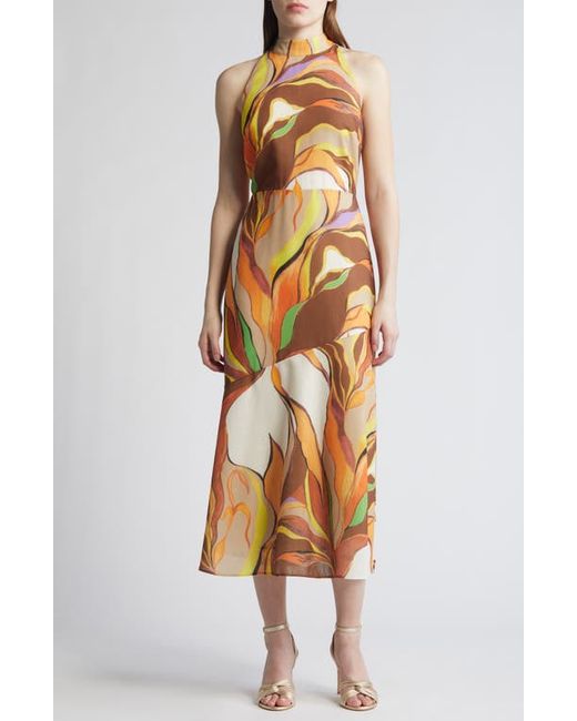 Sam Edelman Painted Palm Mock Neck Midi Dress