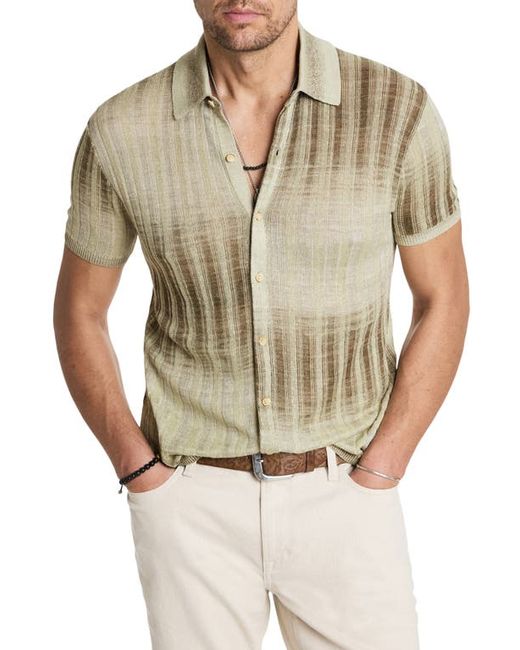 John Varvatos Santiago Short Sleeve Button-Up Sweater