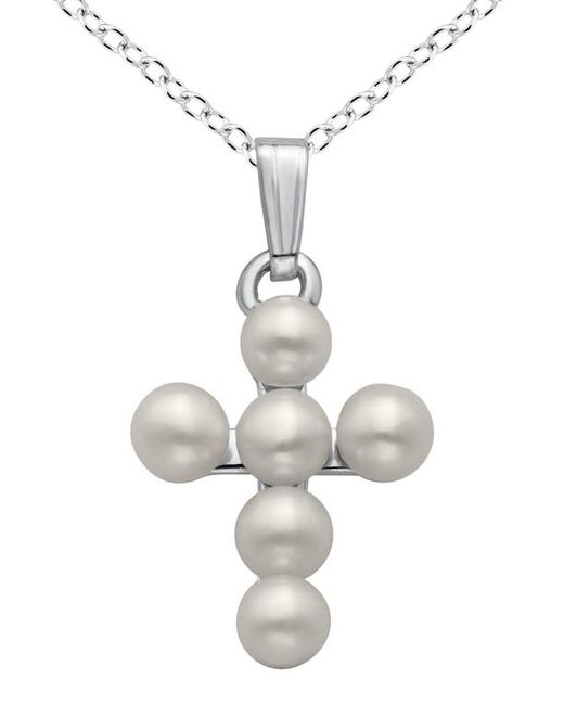 Mignonette Cultured Pearl Cross Pendant Necklace