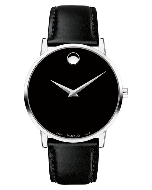 Movado Leather Strap Watch 40Mm