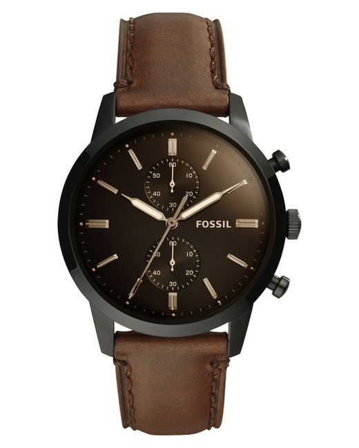 Fossil Townsman Chronograph Leather Strap Watch 44Mm