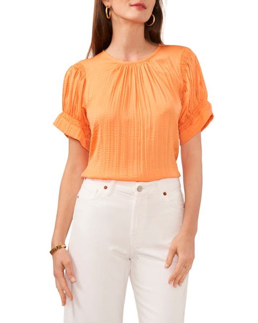 Vince Camuto Shirred Neck Rumpled Satin Blouse